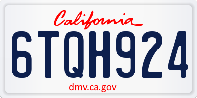 CA license plate 6TQH924