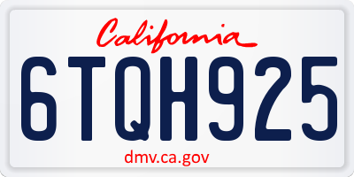 CA license plate 6TQH925