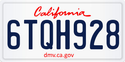 CA license plate 6TQH928