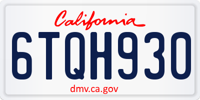 CA license plate 6TQH930