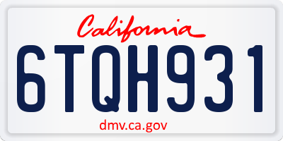 CA license plate 6TQH931