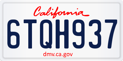 CA license plate 6TQH937