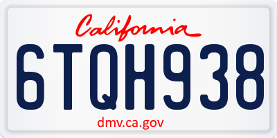 CA license plate 6TQH938