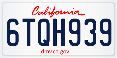 CA license plate 6TQH939