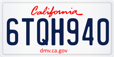 CA license plate 6TQH940