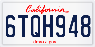 CA license plate 6TQH948