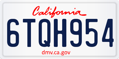 CA license plate 6TQH954
