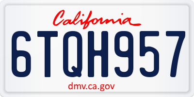 CA license plate 6TQH957
