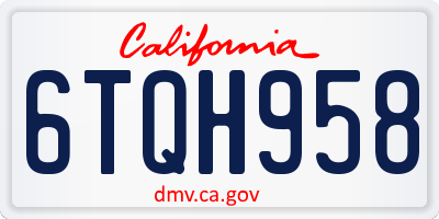 CA license plate 6TQH958