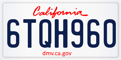 CA license plate 6TQH960