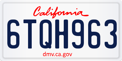 CA license plate 6TQH963