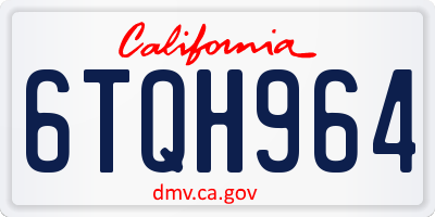CA license plate 6TQH964