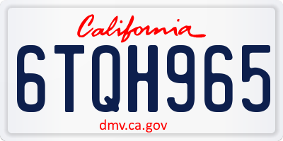 CA license plate 6TQH965