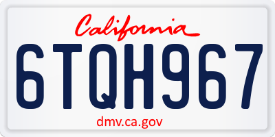 CA license plate 6TQH967
