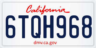 CA license plate 6TQH968