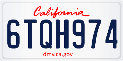 CA license plate 6TQH974