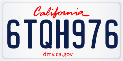CA license plate 6TQH976