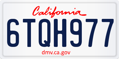 CA license plate 6TQH977