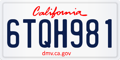 CA license plate 6TQH981