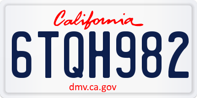 CA license plate 6TQH982