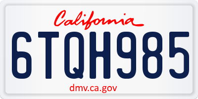 CA license plate 6TQH985