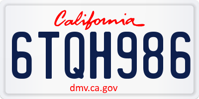 CA license plate 6TQH986