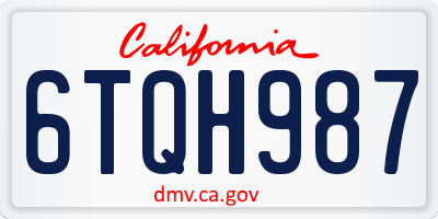 CA license plate 6TQH987