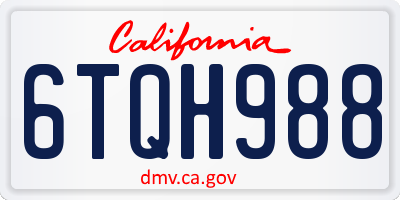 CA license plate 6TQH988