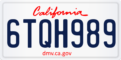 CA license plate 6TQH989