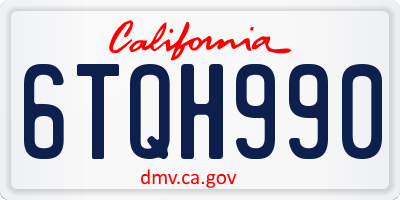 CA license plate 6TQH990