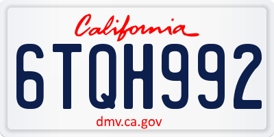 CA license plate 6TQH992