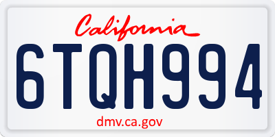 CA license plate 6TQH994