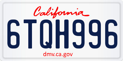 CA license plate 6TQH996