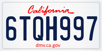 CA license plate 6TQH997