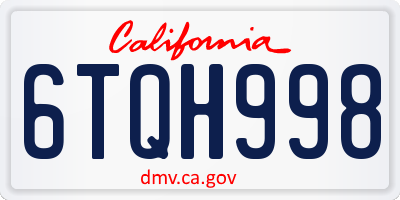CA license plate 6TQH998