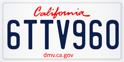 CA license plate 6TTV960