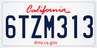 CA license plate 6TZM313