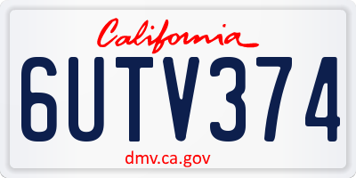 CA license plate 6UTV374