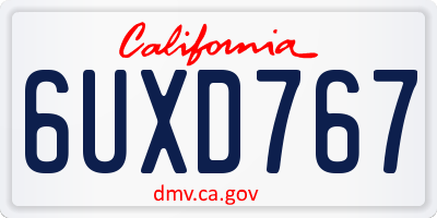 CA license plate 6UXD767