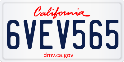 CA license plate 6VEV565