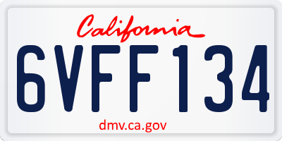 CA license plate 6VFF134