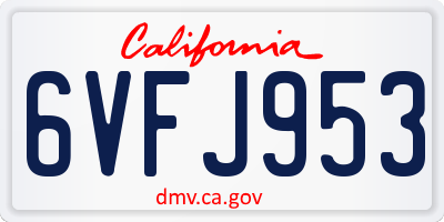 CA license plate 6VFJ953