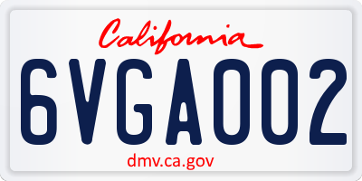 CA license plate 6VGA002