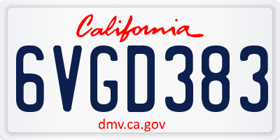 CA license plate 6VGD383