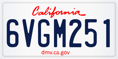 CA license plate 6VGM251