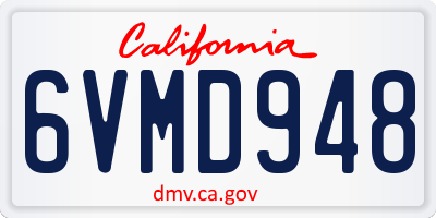 CA license plate 6VMD948
