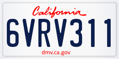 CA license plate 6VRV311
