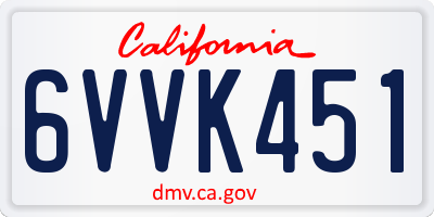 CA license plate 6VVK451