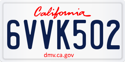 CA license plate 6VVK502