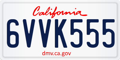 CA license plate 6VVK555